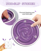 TRUVIC Ceramic Slow Feeder Dog Bowls Small Breed, 0.6 Cup Slow Feeder Cat Bowls for Fast Eaters, Ceramic Dog Food Dish no Black Chin, Puzzle Bowl for Small Dogs and Cats, Purple