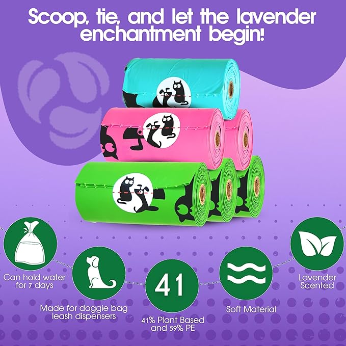 Pet N Pet Poop Bags for Dogs, 270 Count, Lavender Scented, Multi-Color