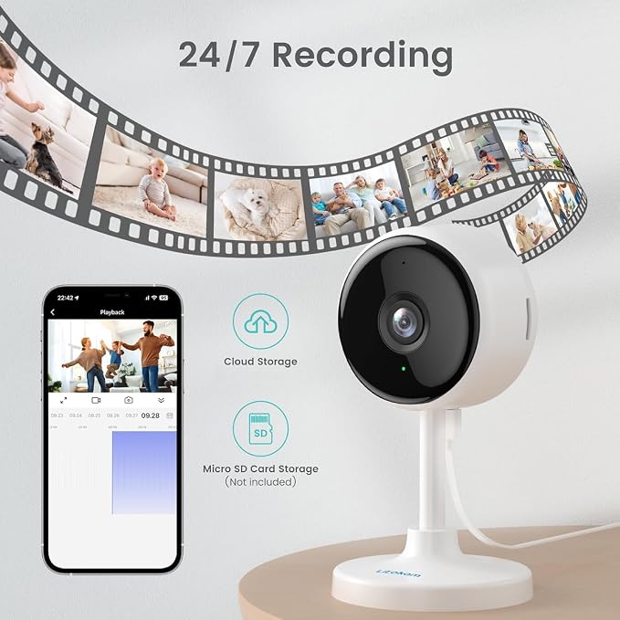 litokam Indoor Camera, Cameras for Home Security with Night Vision, Pet Camera with Phone App, 2K Indoor Security Camera, Motion Detection, 2-Way Audio, WiFi Camera Home Camera Compatible with Alexa