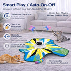 Interactive Cat Toy for Indoor Cats, Rechargeable 3-in-1 Hide and Seek Cat Toy with Spinning Butterfly & Plush Tail, Ultra-Quiet Touch Activated Self Play Cat Exercise Toy for Adult Cats & Kittens | Touch Activated, Spinning Butterfly, Plush Tail, Ultr...