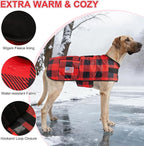 BEAUTYZOO Dog Winter Coat for Large Dogs Waterproof, Warm Reflective Great Dane Oxford Canvas Jacket, Fleece Dog Cold Weather Coats Windproof for Female Male Dogs, Red Plaid L