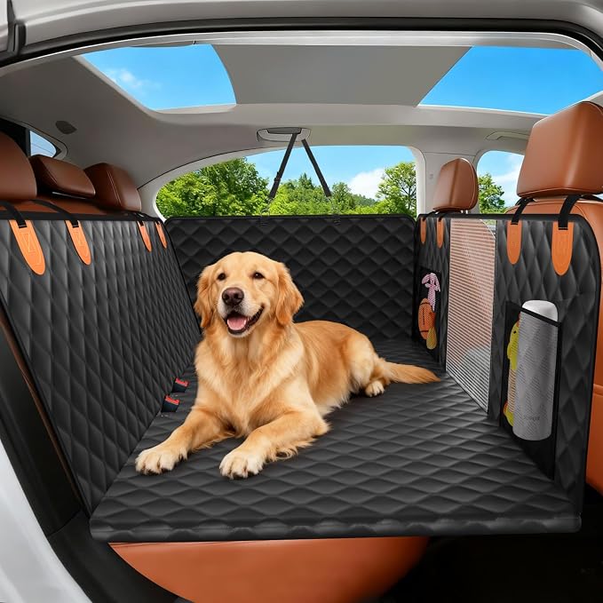 Dog Seat Cover for Back Seat,Hard Bottom Car Seat Cover for Dogs | Back Seat Extender for Dogs Holds 500lbs,Waterproof Rear Seat Pet Cover,Dog Hammock Travel Accessories for Car,SUV,Truck