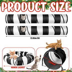 4' x 4' x 11.8'' Cat Tunnel Christmas Tree Skirt Black and White Cat Tunnel Bed Under Christmas Tree 142'' Long Detachable Donut Tube for Indoor Cats Xmas Kitty Cave for Kitten Kitty