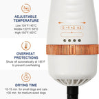 3-in-1 Pet Hair Dryer Brush for Dogs & Cats Portable, Dog Hair Blower & Slicker Brush Adjustable Temp (Low/Middle/High), Overheat Protection