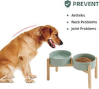 Havniva Elevated Dog Bowls Ceramic Dog Bowls with Stand, Dog Food Bowl | 8.3” Raised Dog Bowls with Non-Slip Wood Stand, Dog Food and Water Bowl Set, Double Dog Feeding Bowls for Large Dogs