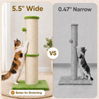 PAWSCRAT 32-Inch Tall Cat Scratching Post, 5.5-Inch Diameter, Sisal, Green | Natural Sisal Scratching Surface with a Dangling Ball for Indoor Cats, Scratch-Resistant Durable and Protect Your Furniture