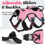 rabbitgoo Escape Proof Dog Harness for Medium, No Pull with Lift Handle | No Escape, Full Soft Padded, Reflective Adjustable Vest, Leash Clip for Walking Hiking Training, Pink, Medium