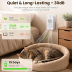 Cat Litter Deodorizer-White ABS Rechargeable Pet Odor Eliminator | 30dB Quiet Internal Circulation, 60-Day Plant Refill, Safe for Cats, Chemical-Free (Fits Litter Box, Bathroom, Car)