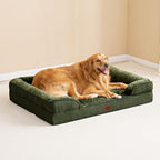 EHEYCIGA Orthopedic XXL Dog Bed, Waterproof Washable XL Big Pet Bed 48" | Non-Slip Bottom and Egg-Crate Memory Foam Extra Large Pet Couch Bed with Washable Removable Cover, Dark Green