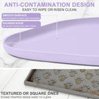 SMILOOL Small Silicone Pet Food Mat with Raised Edge for Food and Water Bowl, Square Dog Feeding Mats, Cat Food Trays for Floor Waterproof, Rubber Tray for Dogs and Cats, 12 x 12 x 0.7 Light Purple