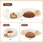 ZOMISIA Cat Tunnel Bed for Indoor Cats, Cute Cat Donut Toy Tunnel for Small Large Cats, Peekaboo Pet Cave Play Tunnel Toys for Kitten/Rabbit,Beige