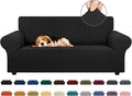 Stretch Loveseat Couch Cover, 2 Cushion Couch Slipcover,Black | 1-Piece Washable Sofa Cover Pet Friendly (55"-78") Furniture Protector Soft Jacquard, Elastic Bottom for Dogs & Kids