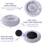 Large Calming Dog Bed for Large Dogs, Ultra Soft Fluffy Anti Anxiety Pet Bed, Plush Round Washable Donut Dog Bed with Raised Rim for Golden Retriever, Husky, Labrador & Indoor(Light Grey, 36 Inch)