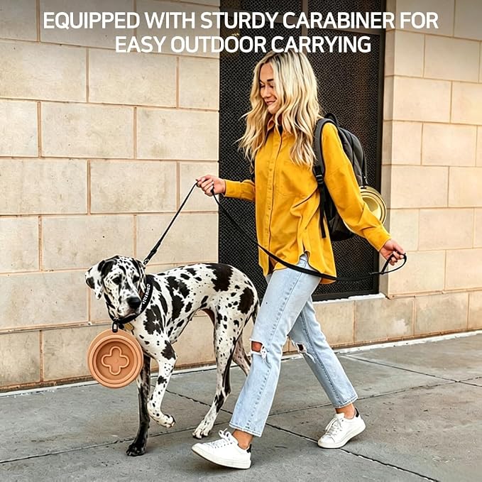 Cool Kids Collapsible Dog Bowl Travel Portable Anti-Tip Double-Sided | 2-In-1 Slow Feeder & Hydration, Catnip Scent, Abs+Tpe Sturdy Build, Fits Small Medium Pups, Hiking Camping Gear