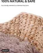 Sopapets Solid Wood Cat Tree for Large Cats, 41.3" Modern Cat Tower with Heavy Duty Real Branch & Hand-Woven Basket, Sisal Scratching Posts & Cozy Bed, Luxury Furniture for Indoor & Maine Coon, Beige