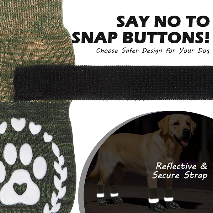EXPAWLORER Dog Socks to Prevent Licking and Slipping, Summer Dog Shoes for Hot Pavement, Paw Protectors Boots for Hardwood Floors Anti-Slip, Dog Booties for Small Medium Large Senior Dogs, Green XL