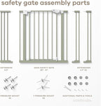 Comfy Cubs Baby Safety Gate with 3 Extensions - Adjustable 42" x 1.9" x 30" Q195 Steel Doorway Barrier - Powder-Coated Finish for Stairs and Doorways - Walk-Through Design Pet Gate - Sage