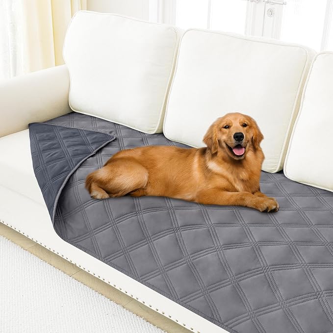 Smiry Waterproof Dog Bed Cover, Reversible Pet Blanket for Sofa Couch | Soft Washable Dog Blanket, Leakproof Couch Cover for Dogs Cats & Furniture Protection, 40x90, Grey/Dark Grey