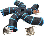 Cat Tunnel,5 Way Large Collapsible Tunnels Tube Upgrade with 6 Peek Hole,S-Shaped Maze House Play Toy Interactive Cat Toy for Cat Kitten Kitty Rabbit