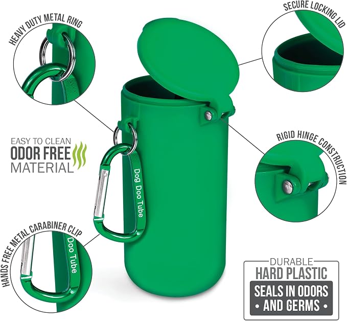 Dog Doo Tube Filled Dog Waste Bag Holders - Reusable Dog Poop Bag Tubes Designed to Keep in Odors and Germs