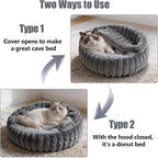 Cat Beds for Indoor Cats, 2 in 1 Cat Cave Bed Kitten Bed for Small Pets, Small Dog Bed with Cover, Pet Bed for Puppy and Kitten with Anti-Slip Bottom-Dark Gray-20 inches