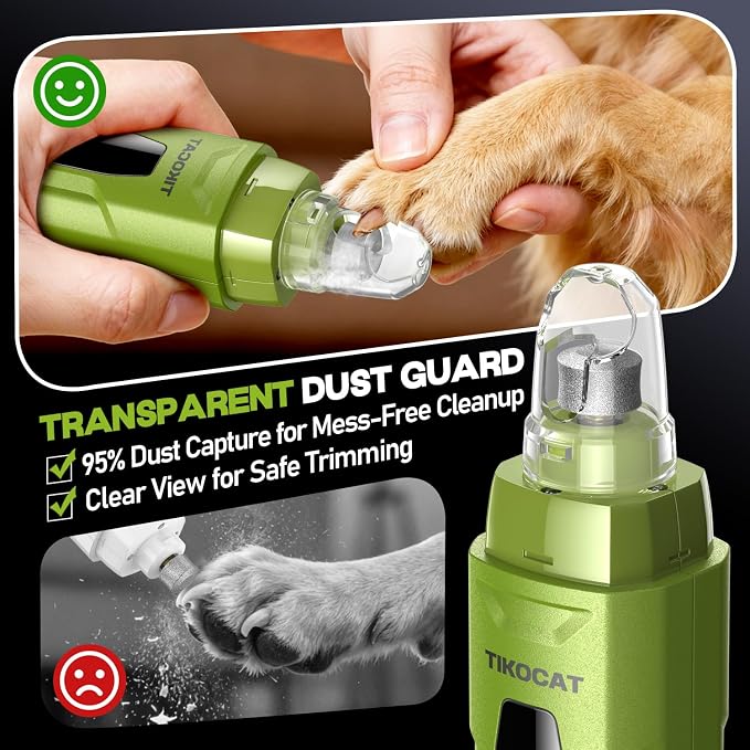 Whisper-Quiet Dog Nail Grinder 50%More Power for Sensitive Dogs,Cat | 6-Speed Pet Nail Trimmer with LED Display & 4 LED Lights, 3 Grinding Bits, No Over-Cutting,Stress-Free Grooming for All Pets