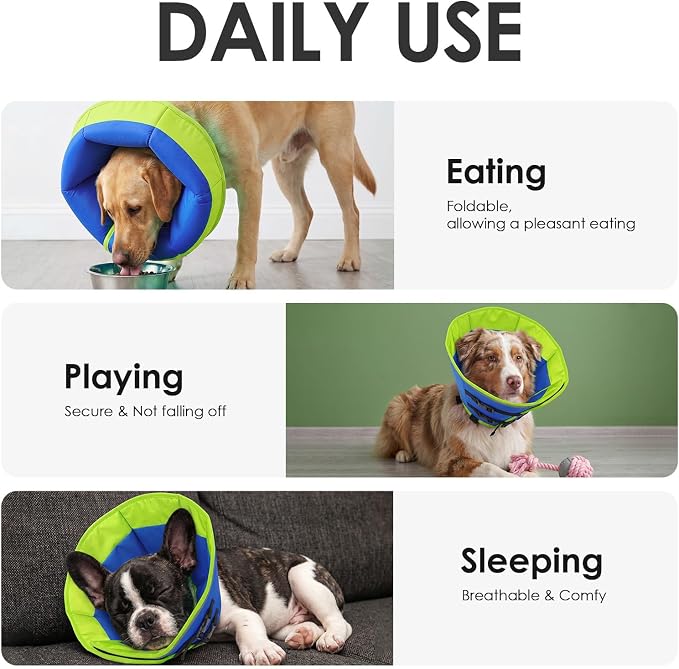 AOFITEE Cones for Dogs, Soft Dog Cone Collar to Stop Licking, Adjustable Dog Cones Alternative After Surgery for Large Dogs, Pet Cone for Wound Protection with Hook & Loop Closure(Bluegreen,Large)