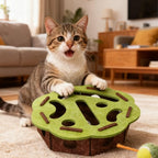 Cat Scratch Puzzle Enrichment Box, Cat Nail File Enrichment Box, Interactive Cats Toy Puzzle Toys for Indoor Cats Scratching and Hunting Mental Felt Maze Boxes, Pet Games Self Play Fun Exercise