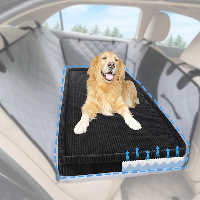 Loiion Dog Car Bed, Non-Slip Backseat Extender Pet Mat 56"x28.7" | Removable, Washable Dog Bed With Waterproof Liner Protects Car Seats, Anti-Slip Travel Bed For Dogs