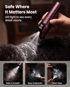 oneisall Professional Dog Clippers for Grooming Thick Hair, 9000RPM 5 Speed | 5 in 1 DLC Blade, 280min Cordless, Low Noise Dog Grooming Kit with 8 Metal Combs Carring Case for Dogs Cats Pet