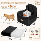 Dog Car Seat for Medium/Small Dogs, Dog Booster Car Seat, Pet Booster Seats Up to 40lbs with Waterproof Layer, 3 Storage Pockets and Safety Belt (Black)