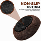 Whiskers & Friends Cat Beds for Indoor Cats, Fluffy Cat Bed Small to Large | Orthopedic Soft Plush Calming Donut Bed, Washable Round Pet Bed, Sized for Kitten to Large Cats & Puppy to Small Dogs