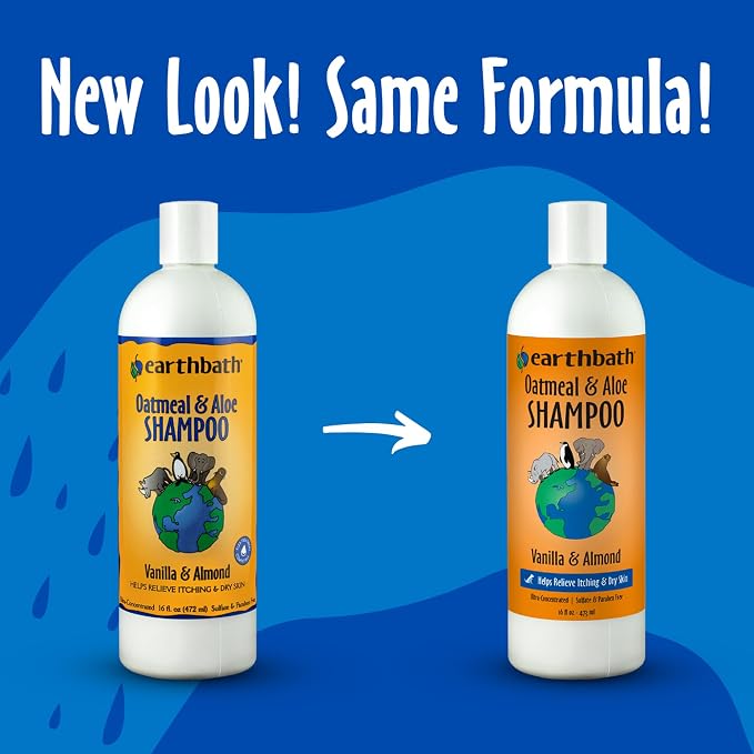 earthbath Oatmeal & Aloe Dog Shampoo, Itchy, Dog Wash, 16 Oz (1 Pack) | Oatmeal Shampoo For Dogs, Dry Skin Relief, Made in USA, Cruelty Free Pet Shampoos - Vanilla & Almond
