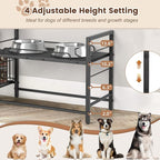 Lomivra Elevated Dog Bowls, Raised Dog Bowl Stand with Dog Toy Bin Basket Dog Food and Water Bowl Feeding Station, Lifted Dog Bowl Holder Cabinet with Pet Storage Organizer for Large Medium Small Dogs