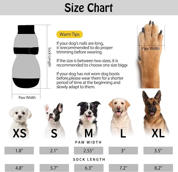 SCENEREAL Anti Slip Dog Sock to Prevent Licking Paws for Hardwood Floors, Boots & Paw Protector Shoes for Hot/Cold Pavement with Grippers, Double Sides Grips for Small Medium Large Senior Dogs
