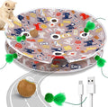Cat Toys for Indoor Cats, Interactive Ball & 9 Holes Play Mat, Hide-n-Seek Exercise Game, Automatic Ball in Pouch, Mouse Squeaky Stimulating Toy, Motion Activated Kitten Enrichment Toys