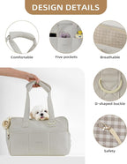 ONECUTE Dog Purse Carrier for Small Dogs Rabbit cat with Large Pockets, Cotton Bag, Dog Carrier Soft Sided, Collapsible Travel Puppy Carrier (Grey, 13.6" L x 6.5" W x 10" H)