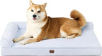 EHEYCIGA Memory Foam Dog Bed Large Size Dogs, Orthopedic Dog Bed Large with Washable Removable Cover, Waterproof Pet Sofa Couch with Nonskid Bottom, 36x27x6, Washblue