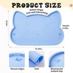 Blue Cat Food and Water Bowl and Non-Slip Silicone Mat Set Stainless Steel Food Bowl with 18.6oz Large Capacity Water Dispenser for Cats and Small Dogs