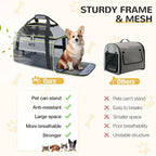 Lekereise Top-Expandable Pet Carrier 17x11x9.5 Inch Alaska Hawaiian Airline Approved Soft Sided Underseat to 12lbs Travel Carriers for Small Dogs and Cats with Locking Safety Zippers Anti-Scratch Mesh
