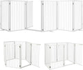 Snagle Paw Full Metal Freestanding Dog Gate with Door, 120” W x 32” H Pet Gate with Support Feet for Doorways, Stairs and Hallways, Portable Dog Fence for Indoor Use(32" 6 Panel, White)
