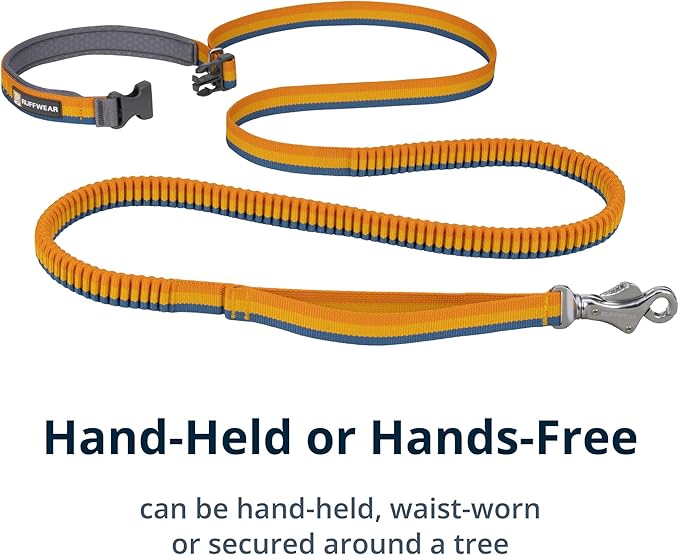 Ruffwear, Roamer Bungee Dog Leash for Running, Biking or Hiking, Can be Used Hand-Held or Hands-Free, Yellow Snow, 7.3'-11'