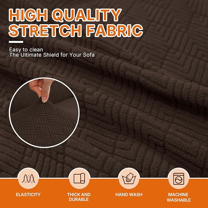 XINEAGE Stretch Armchair Slipcover, Non-Slip Pet Couch Cover,Dark Coffee | Washable Furniture Protector, Elastic Bottom, Dogs & Cats Friendly, Scratch-resistant, Fast Setup, High Elasticity