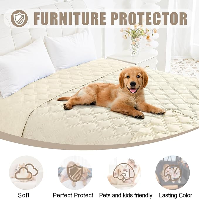 Smiry Waterproof Dog Bed Cover, Reversible Pet Blanket for Sofa Couch | Soft Washable Dog Blanket, Leakproof Couch Cover for Dogs Cats & Furniture Protection, 30x70, Beige/Beige