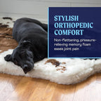 PupRug Orthopedic Dog Bed for Large Dogs with Fluffy Soft Faux Fur and Memory Foam for Joint Support, Machine Washable and Waterproof Couch Bed, Brown and White, Large/Extra Large