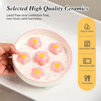 Ceramic Slow Feeder Cat Bowl, 6.3" Whisker Friendly Anti-Vomit, Blush | Shallow Cat Puzzle Feeder, Slow Eating 3x, Dry & Wet Food, Cute Flower-Shaped Maze, Microwave & Dishwasher Safe, 6.3" X 1.2"