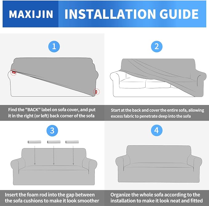 MAXIJIN Super Stretch Couch Cover for 3 Cushion Couch, 1-Piece Universal Sofa Covers Living Room Jacquard Spandex Furniture Protector Dogs Pet Friendly Fitted (Extra Large, Coffee)