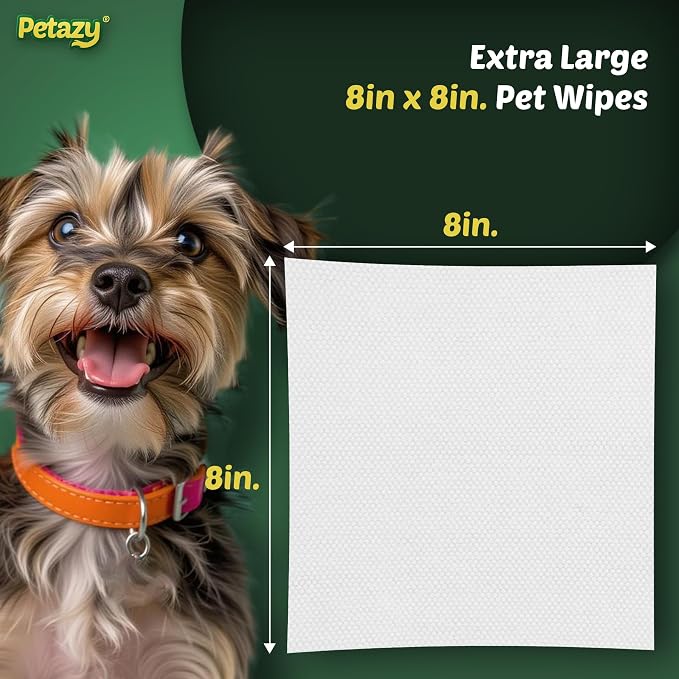 Pet Wipes for Dogs and Cats – 100 Count (8x8in) Hypoallergenic, Deodorizing Dog Wipes for Paws, Ears and Butt | XL with Aloe & Coconut Oil, Chamomile Scented | Travel Size, On-the-Go Pack