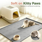 Songrey Silicone Cat Litter Mat 40" x 28", Large Litter Trapping Mat, Gray | Waterproof, Urine-Proof Litter Box Mat for Floor, Soft on Kitty Paws, Easy To Clean, Cat Supplies, Pet Feeding Mat