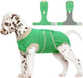 FUAMEY Dog Recovery Suit Male,Dogs Surgery Neuter Suits Puppy Spay Shirts for Female Protect Dog's Skin Anti Licking Abdominal Wounds Doggie Onesie Pet Bodysuit Alternative to Cone Green Stripes XS